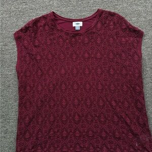 Old Navy Women's Deep Red Lace Tee